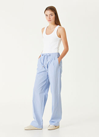 Golden Goose Kadın Mavi Çizgili Poplin Pantolon 40 It