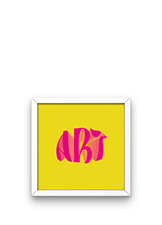 Sodd Design Colorful Words Sarı Art Beyaz Çerçeveli Tablo - 1