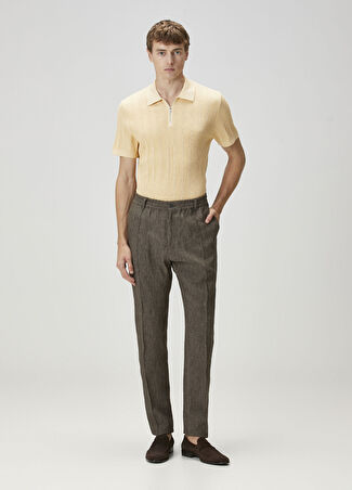 Emporio Armani Erkek Kahverengi Keten Pantolon 52 It