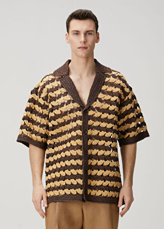 Dolce&gabbana Erkek Bej Kahverengi Triko Gömlek M
