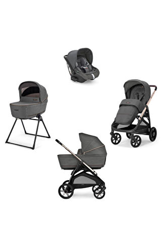Inglesina Bebek Aptica Glam Velvet Grey Stantlı 4'lü Seyahat Sistem Arabası Gri -1