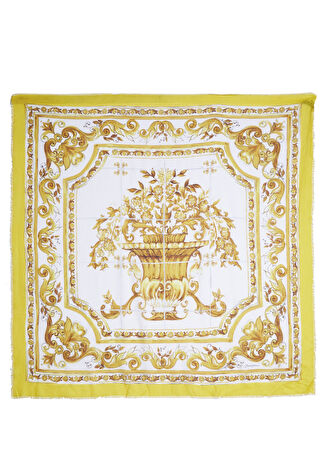 Dolce&gabbana Kadın Sarı Desenli Eşarp