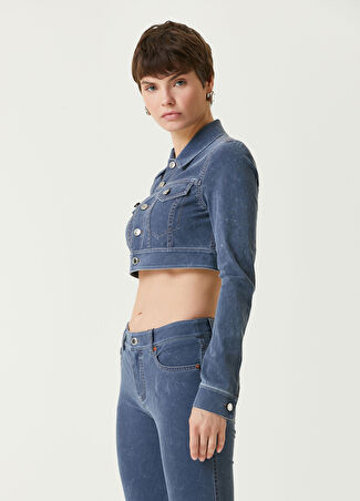 Alexander Wang Kadın Mavi Denim Crop Ceket Xs