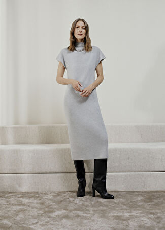 Beymen Collection Collection Kadın Gri Midi Triko Elbise S
