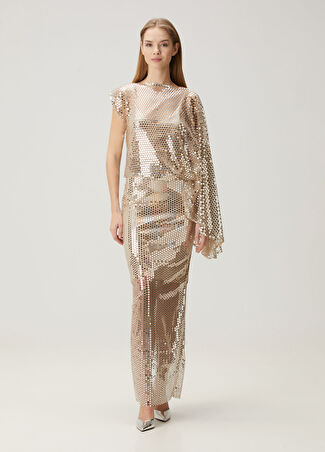 Taller Marmo Kadın Euphoria Disco Gold Maksi Abiye Elbise Altın Rengi 38 It