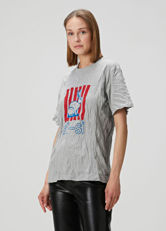 Bottega Veneta Kadın Gri Baskılı T-Shirt S