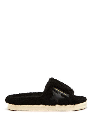 Golden Goose Kadın Siyah Logolu Shearling Dokulu Terlik 36
