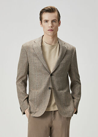 Corneliani Erkek Bej Tweed Dokulu İpek Ceket 54 It