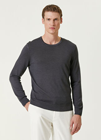 Beymen Collection Collection Erkek Füme Yün Basic Kazak Gri L