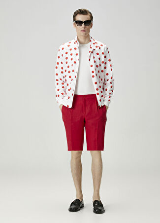 Kiton Erkek Kırmızı Keten Bermuda 50 It