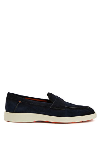 Santoni Erkek Detroit Lacivert Deri Loafer 9.5 Uk -1