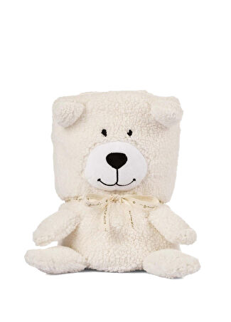 Little Gusto Bebek Ayıcık Ekru Pamuklu Wellsoft Battaniyesi 80 X 100 Cm -1