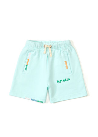 Palm Angels Erkek Çocuk Mavi Yeşil Logolu Şort 6 Yaş Us -1