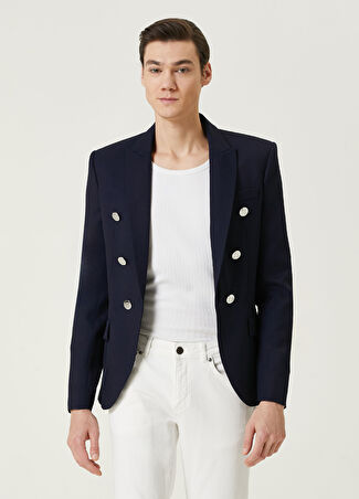 Balmain Erkek Lacivert Yün Ceket 44 It