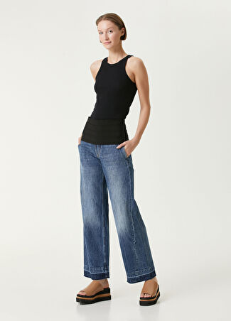 Stella Mccartney Kadın Mavi Wide Leg Jean Pantolon 24 Us