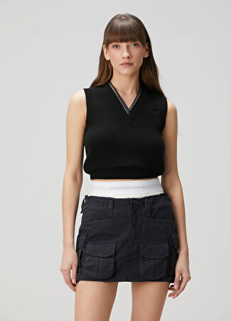 Alexander Wang Kadın Siyah V Yaka Yün Kolsuz Triko Xs