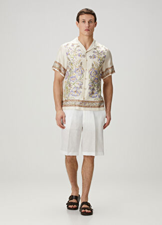 Etro Erkek Beyaz Keten Bermuda 50 It -1