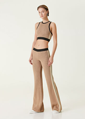 Palm Angels Kadın Bej Şeritli Triko Pantolon M
