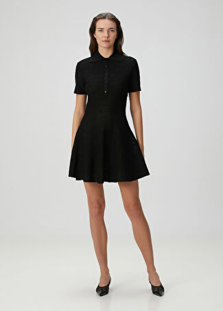 Givenchy Kadın Siyah Jakarlı Mini Polo Elbise Xs