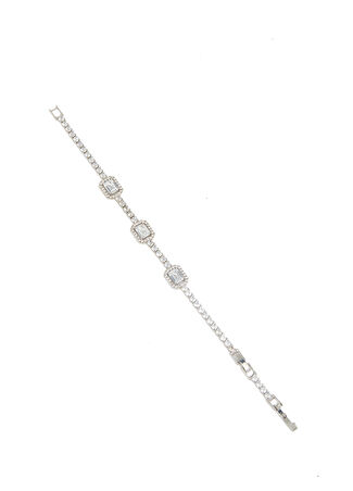Collection Kadın Silver Baget Taşlı Bileklik Gri -1