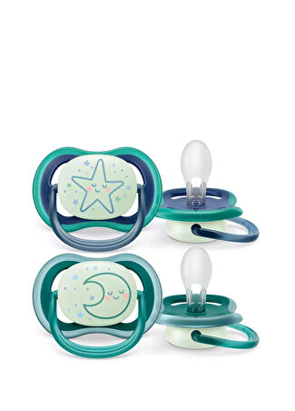 Philips Avent Bebek Ultra Air Gece Yıldız Ay Yeşil 6-18 2'li Emzik Beyaz -1