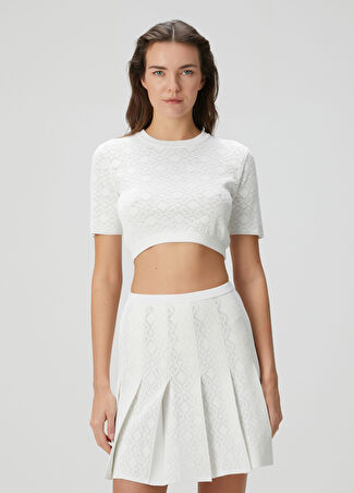 Givenchy Kadın Beyaz Jakarlı Crop Triko Xs