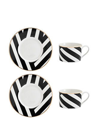 Mikasa Mkldgeocuppk2 Luxe Deco Geometrik Çizgili 2 Li Porselen Çay Fincanı Takımı Çok Renkli -1