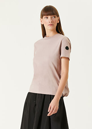 Moncler Kadın Pembe Logolu T-Shirt Xs