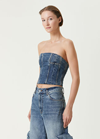 Amiri Kadın Mavi Denim Büstiyer Xs