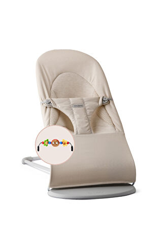 Babybjörn Bebek Balance Woven Light Beige Jersey Üçlü Kumaş Oyuncaklı Sallanan 3 Kademeli Ana Kucağı Bej -1