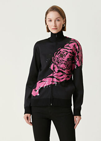 Valentino Kadın Tiger Siyah Pembe İşlemeli Sweatshirt S