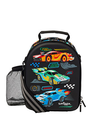 Smiggle Erkek Çocuk Curious Araba Desenli Askılı Beslenme Çantası Siyah -1