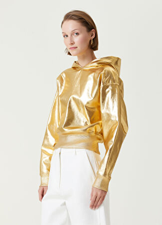 Valentino Kadın Gold Kapüşonlu Sweatshirt Beyaz Xxs