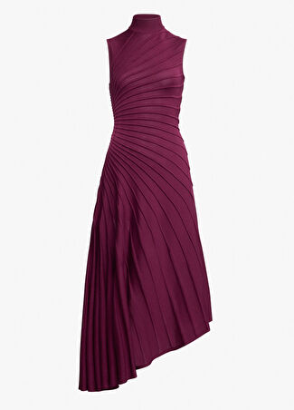Alaïa Kadın Bordo Asimetrik Yün Abiye Elbise 38 It