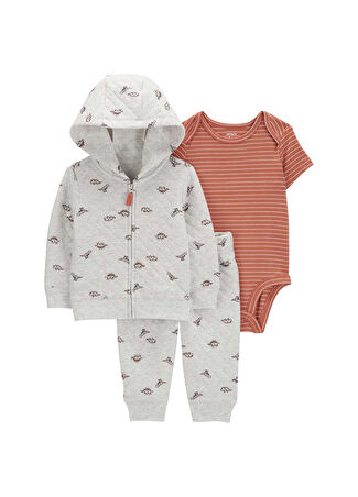 Carter's Erkek Bebek Fermuarlı Kapitone Hırka Pantolon Zıbın 3'lü Set 12 Ay -1