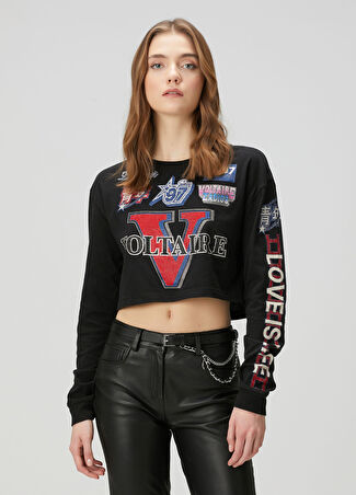 Zadig&voltaire Kadın Lona Siyah Taşlı Uzun Kol T-Shirt M