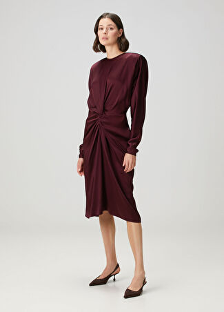 Stella Mccartney Kadın Bordo Midi Saten Elbise 42 It