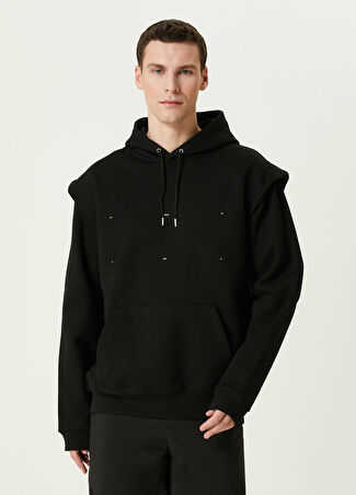 Heliot Emil Erkek Siyah Kapüşonlu Sweatshirt L