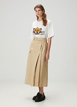 Kenzo Kadın Bej Midi Kargo Etek 34 It
