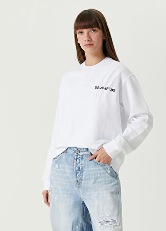 Dsquared2 Kadın Beyaz Logolu Sweatshirt M - 1