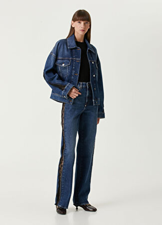 Stella Mccartney Kadın Mavi Dantel Detaylı Jean Pantolon 25 Us