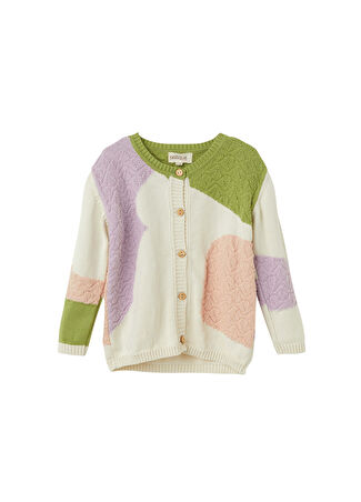Patique Kids Kız Çocuk Ekru Organik Pamuk Patchwork Hırka 2-3 Yaş -1