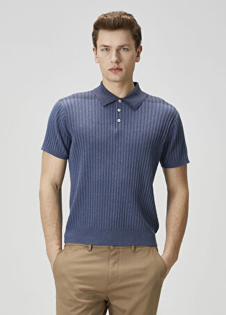 Paul Smith Erkek Mavi Polo Yaka Organik Pamuk Kısa Kollu Triko Xl