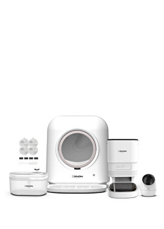 Xenon Smart Akıllı Kedi Tuvaleti Kamera & Mama Kabı Su Pınarı Ve Filtre 5'li Pet Seti Beyaz -1