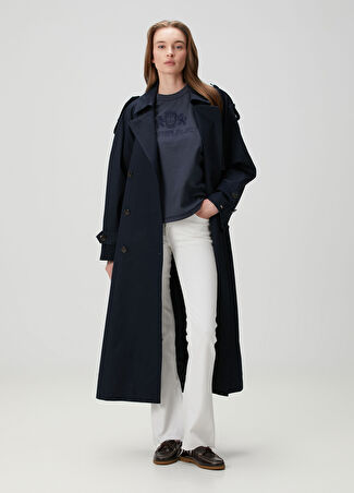 Tommy Hilfiger Kadın Kum Organik Pamuk Oversized Pardesü Bej Xs/s