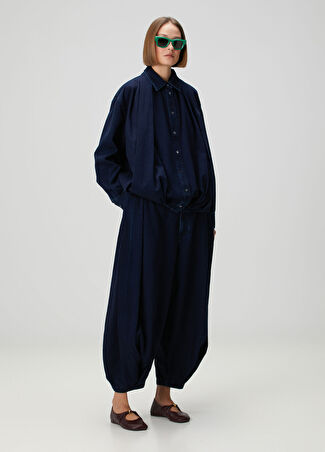 Loewe Kadın Relaxed Fit Koyu Mavi Drapeli Jean Pantolon 34 It