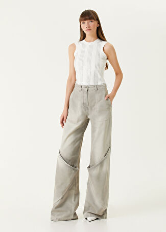 The Attico Kadın Gri Wide Leg Kargo Jean Pantolon 25 Us
