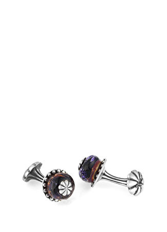 Boga Erkek Glass Beads Floral Fx Gümüş Rengi Kol Düğmesi -1