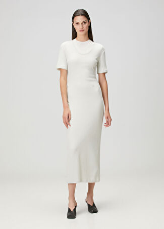 Jil Sander Kadın Krem Midi Elbise Bej Xs