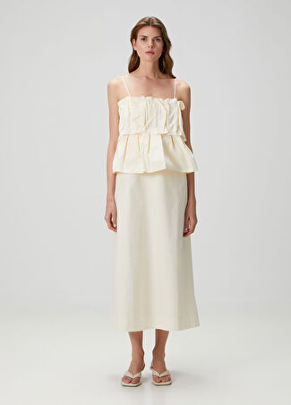 House Of Dagmar Kadın Krem Midi Elbise Bej 38 Fr